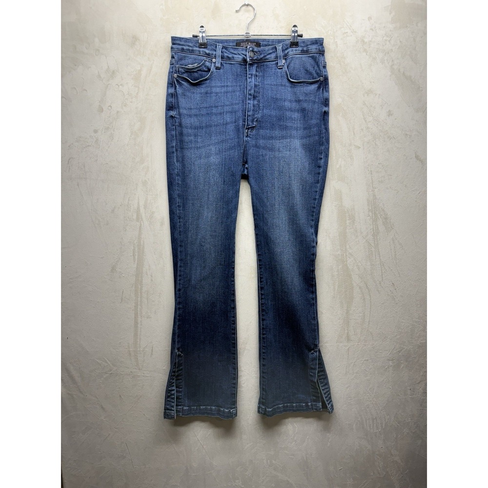 Judy Blue Jeans Women 15/32 Bootcut High Rise Stretch Denim Slim Side Slit Flare